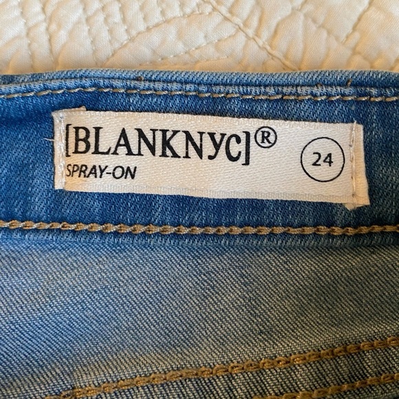 BlankNYC Spray-On Distressed Hi-Low Skinny Jeans - Picture 9 of 11